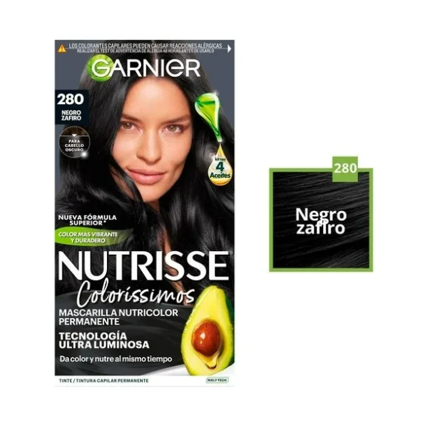 Tinte para cabello Garnier Nutrisse coloríssimos 280 negro zafiro