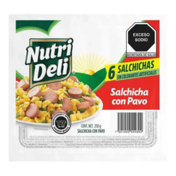 Salchicha Pavo Nutri Deli 250g 6 Piezas